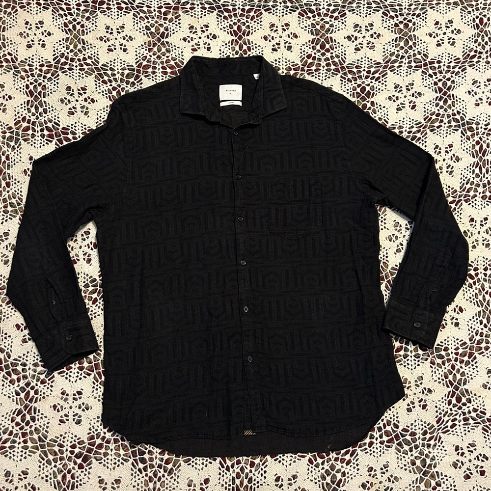 Billy Reid Textured Dark Patterned Button-Down Shirt - Picture 2 of 6